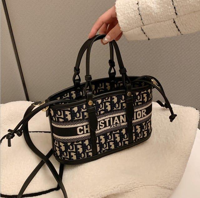 Dior Quilted Black Leather Handbag with Gold Hardware