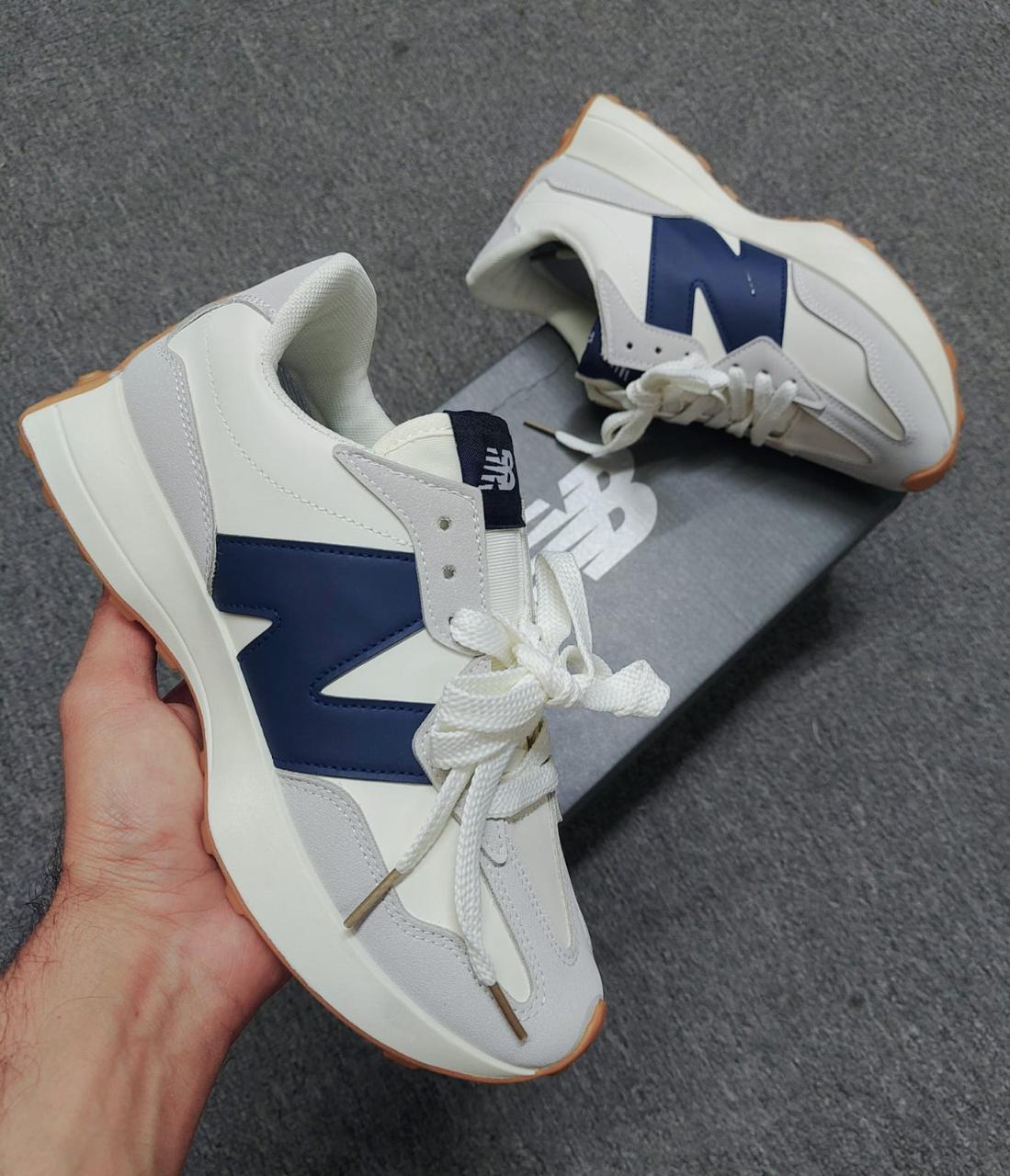 White sneakers with blue