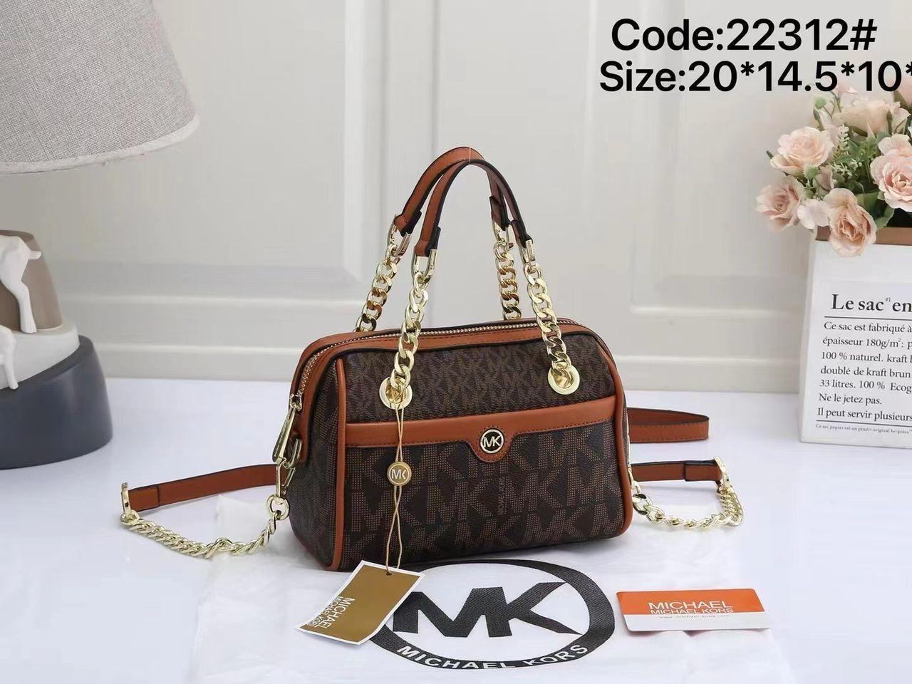 Brown handbag with gold accents
