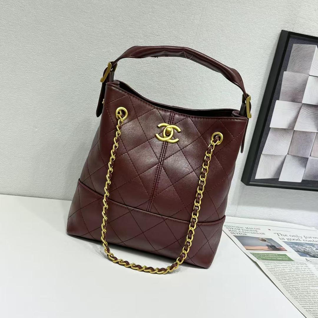 Brown quilted handbag